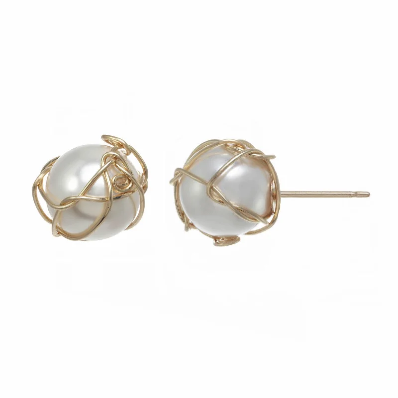 Stud Earrings for Graduation Day -Wrapped Pearl Stud earrings