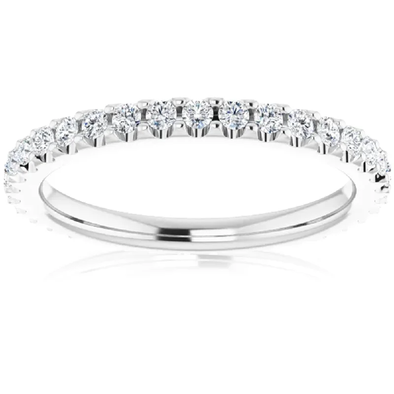 Rings with raw topaz for icy charm -1/2 Ct Lab Grown Diamond EX3 Eternity Ring Womens Bad 14k White Gold