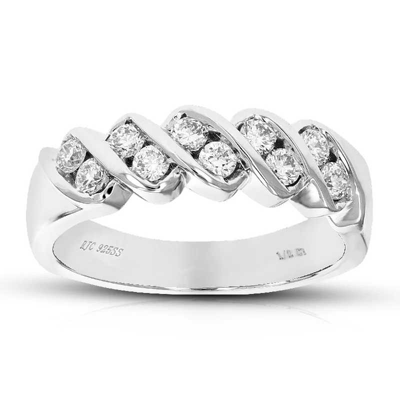 Rings with star sapphire for unique glow -1/2 cttw Round Cut Lab Grown Diamond Engagement Ring .925 Sterling Silver Channel Set