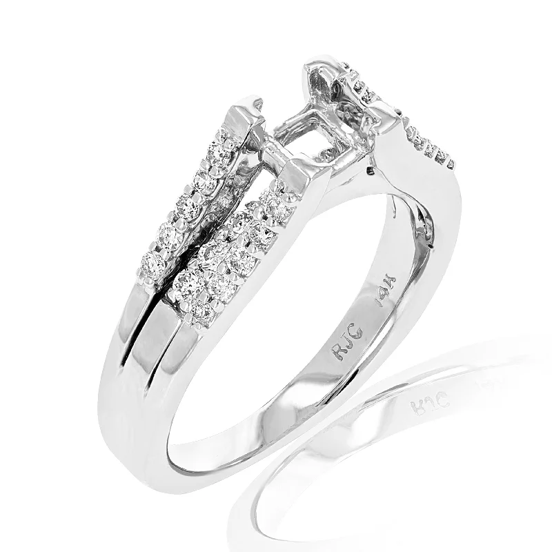 Rings with black diamond for striking contrast -1/2 cttw Semi Mount Diamond Engagement Ring 14K White Gold Princess