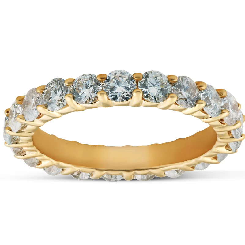 Rings with claw-set moonstone for mystique -1 3/8 Ct TDW Diamond Eternity Ring Shared Prong Anniversary Band 14k Yellow Gold