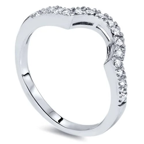 Rings with infinity loops for timeless love -1/3ct Diamond Curved Notched Wedding Ring 14K White Gold