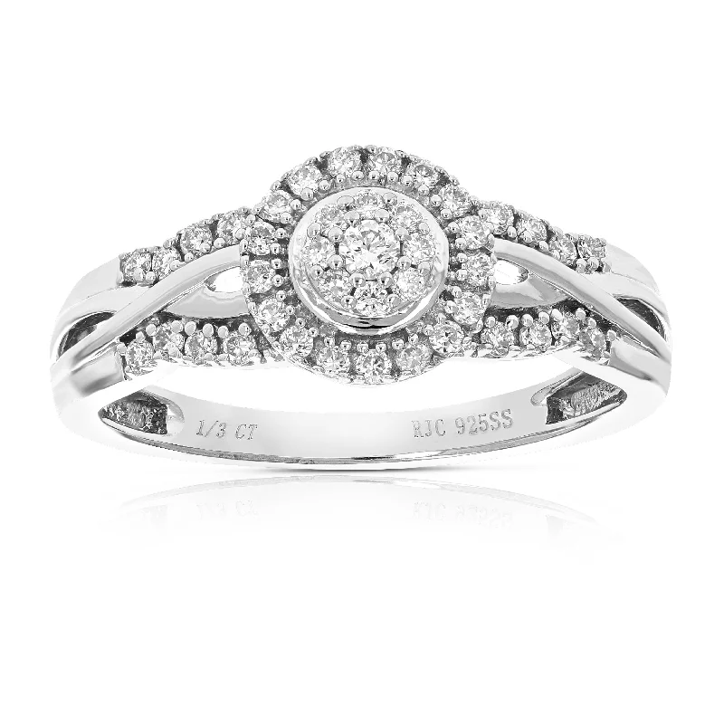 Rings with vintage-inspired rose-cut diamonds -1/4 cttw Round Cut Lab Grown Diamond Prong Set Engagement Ring For Women .925 Sterling Silver