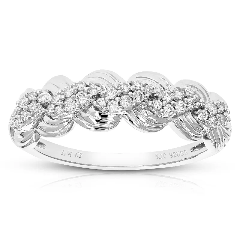 Rings with etched floral bands for detail -1/4 cttw Round Cut Lab Grown Diamond Wedding Engagement Ring For Women .925 Sterling Silver