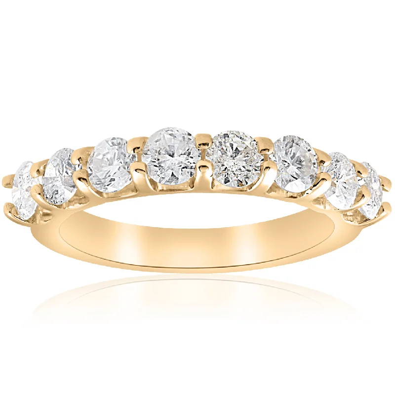 Rings with shield-shaped stones for boldness -1 5/8ct U Prong Diamond Wedding Ring 14k Yellow Gold