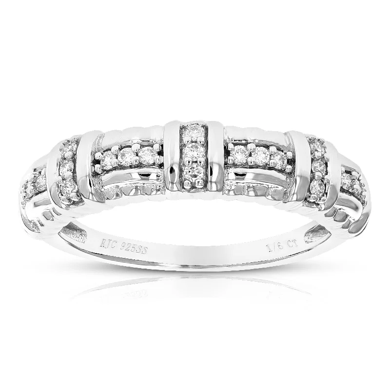 Rings with adjustable bands for perfect fit -1/6 cttw Round Cut Lab Grown Diamond Engagement Ring For Women .925 Sterling Silver