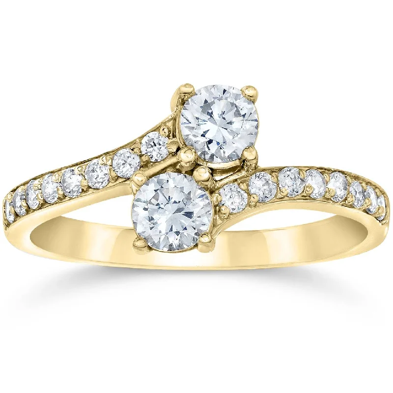 Rings with herkimer diamonds for raw clarity -1 Carat Forever Us 2 Stone Diamond Ring 10K Yellow Gold