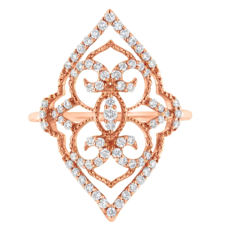 Gold rings with intricate celtic knot patterns -10K Rose Gold Diamond Cocktail Ring (1/2 Cttw, H-I Color, I1-I2 Clarity)