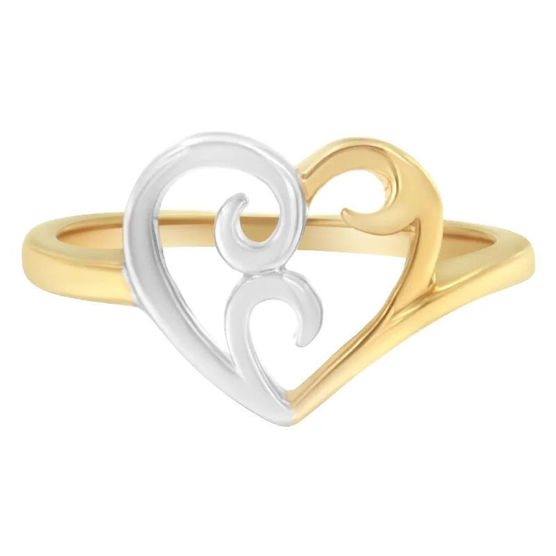 Rings with vintage claw prongs for elegance -10K Two-Tone Gold Heart Ring