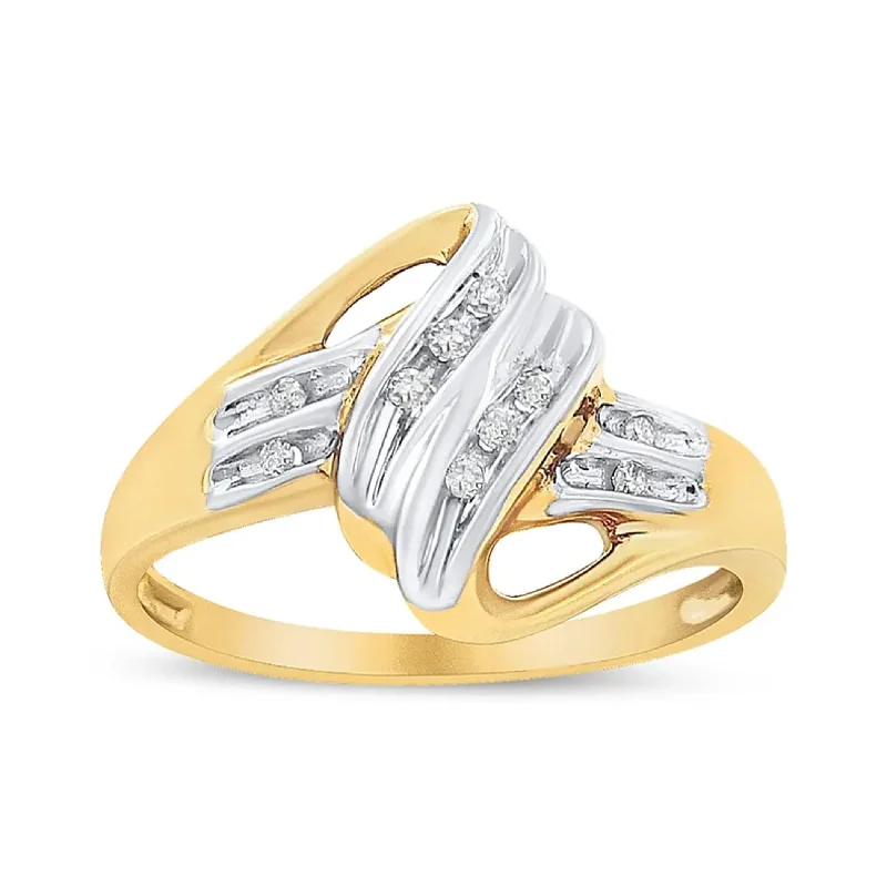 Titanium rings with rugged brushed metal look -10K Yellow and White Gold 1/15 Cttw Round-Cut Diamond Bypass Ring (I2 Color, I-J Clarity)