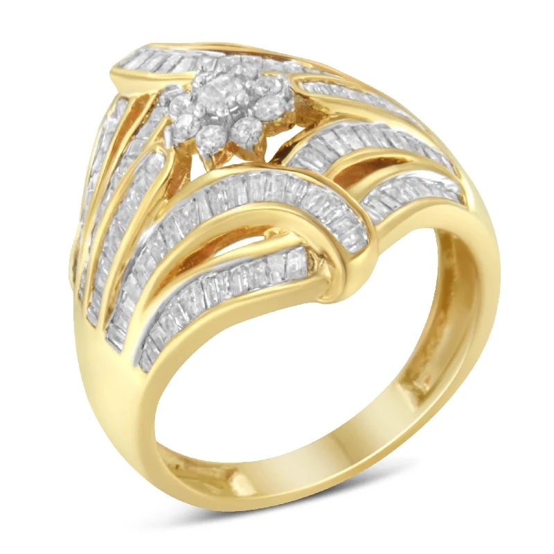 Rings with black diamond for striking contrast -10K Yellow Gold Diamond Ring (1 Cttw, I-J Color, I2-I3 Clarity)