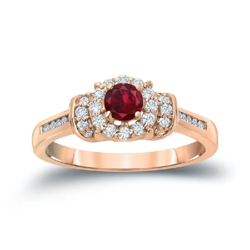 Rings with topaz stones for icy blue -14k Gold 1/4ct Ruby and 1/4ct TDW Diamond & Gem Engagement Ring by Auriya