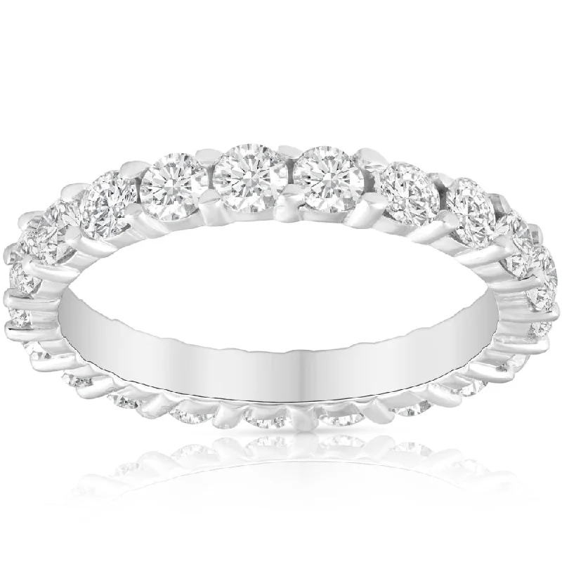 Rings with oxidized silver for antique appeal -2 Ct Lab Grown Diamond Eternity Ring Womens Wedding Band 14k White Gold