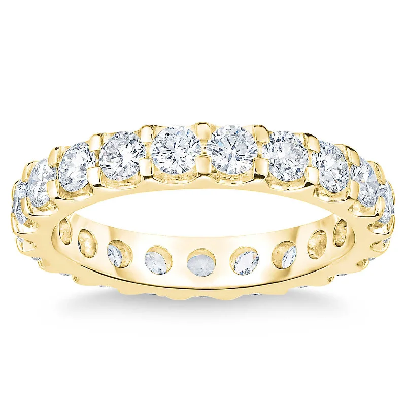 Handcrafted rings with raw emerald rough stones -2 Ct Moissanite Eternity Ring Womens Wedding Band 14k Yellow Gold