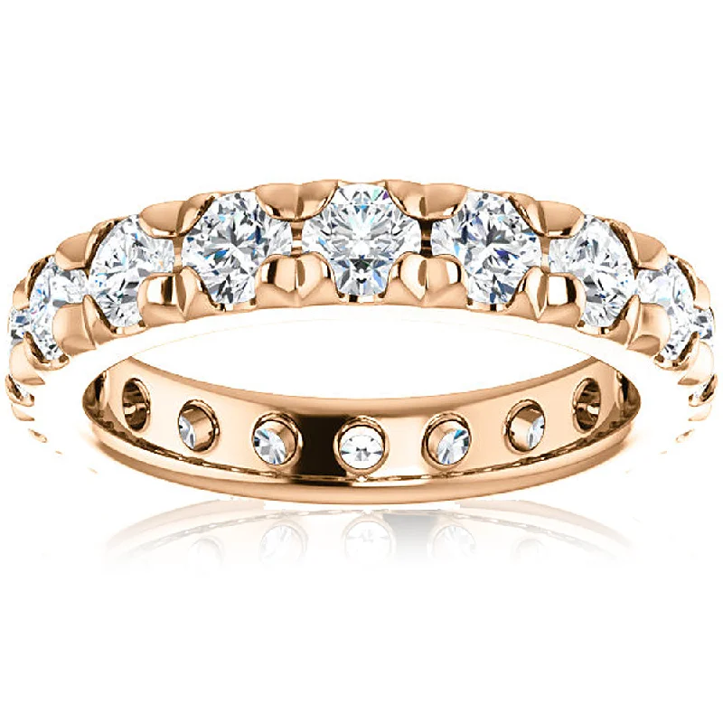 Rings with blue quartz for cool tones -2 Cttw Diamond Eternity Ring Split Prong Women's Wedding Band 14k Rose Gold