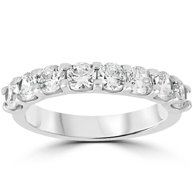 Rings with delicate filigree sapphire settings -2ct Diamond U Prong Wedding Ring 14k White Gold Anniversary Band