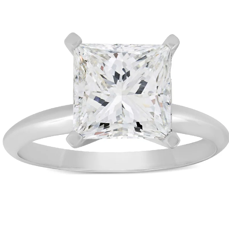 Rings with starburst topaz for radiant beauty -3 Ct Princess Cut Diamond Solitaire Engagement Ring 14k White Gold