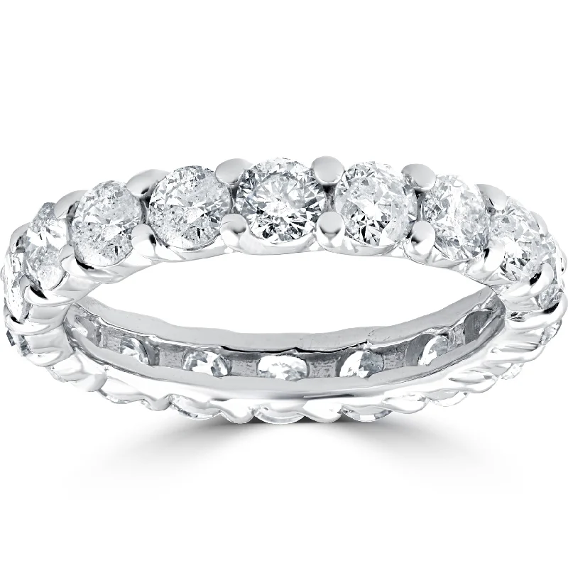 Rings with matte gold for subtle luxury -3Ct Diamond Eternity Wedding Ring Lab Grown Diamonds 14k White Gold