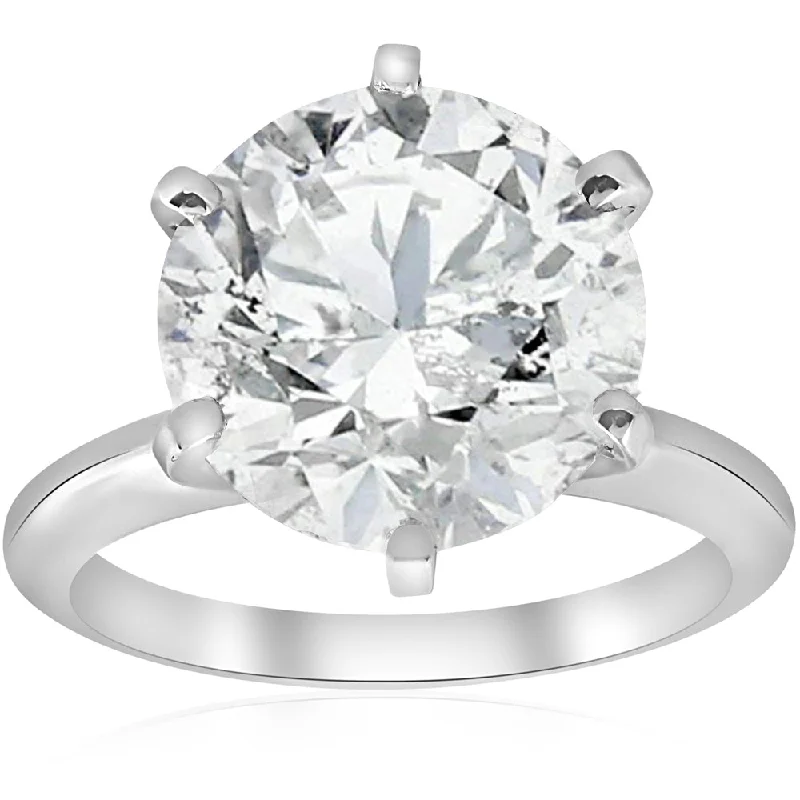 Rings with pave-set gemstones for brilliance -4 ct Round Diamond Solitaire Engagement Ring 14k White Gold