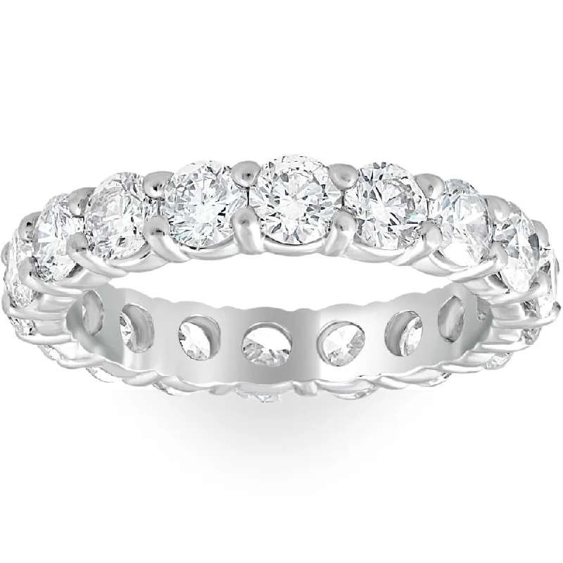 Rings with floral halo diamond arrangements -950 Platinum 2ct Diamond Eternity Wedding Ring Lab Grown Band