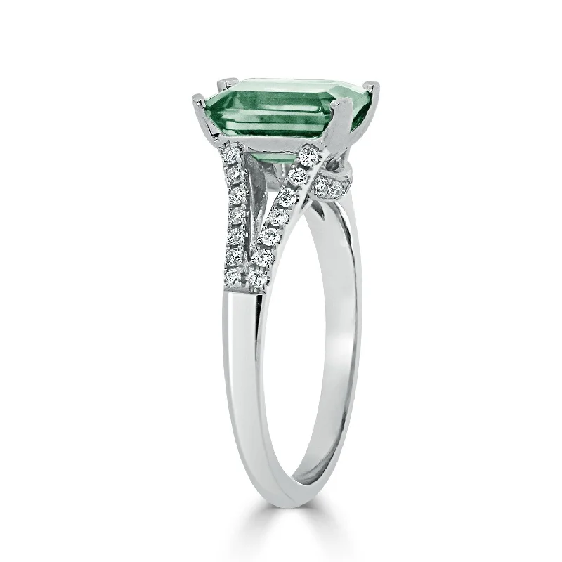 Rings with matte gold for subtle luxury -Auriya 1 1/4ct Fancy Emerald-cut Green Amethyst and Diamond Engagement Ring 1/4ctw 14k Gold