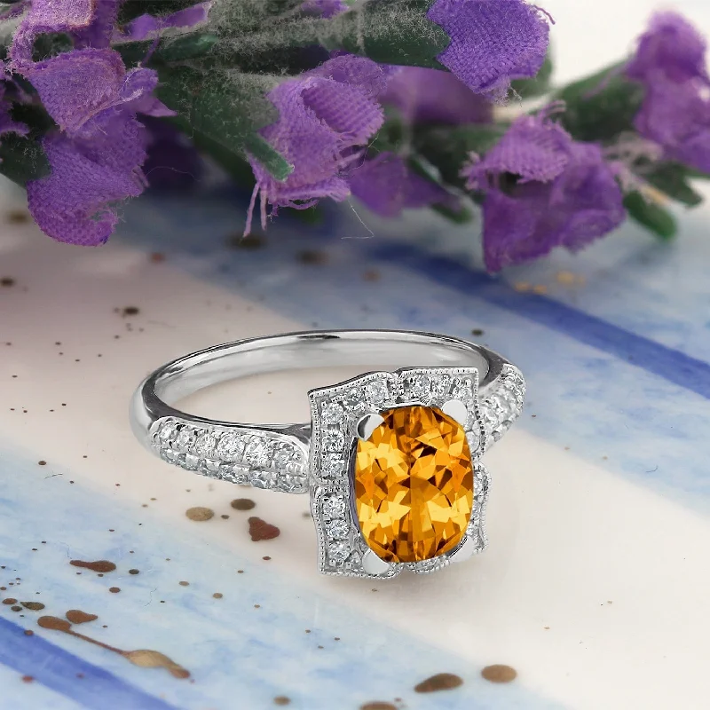 Rings with tourmaline gems for bold hues -Auriya 1 3/8ct Fancy Cushion-cut Citrine Halo Diamond Engagement Ring 1/3ctw 14k Gold