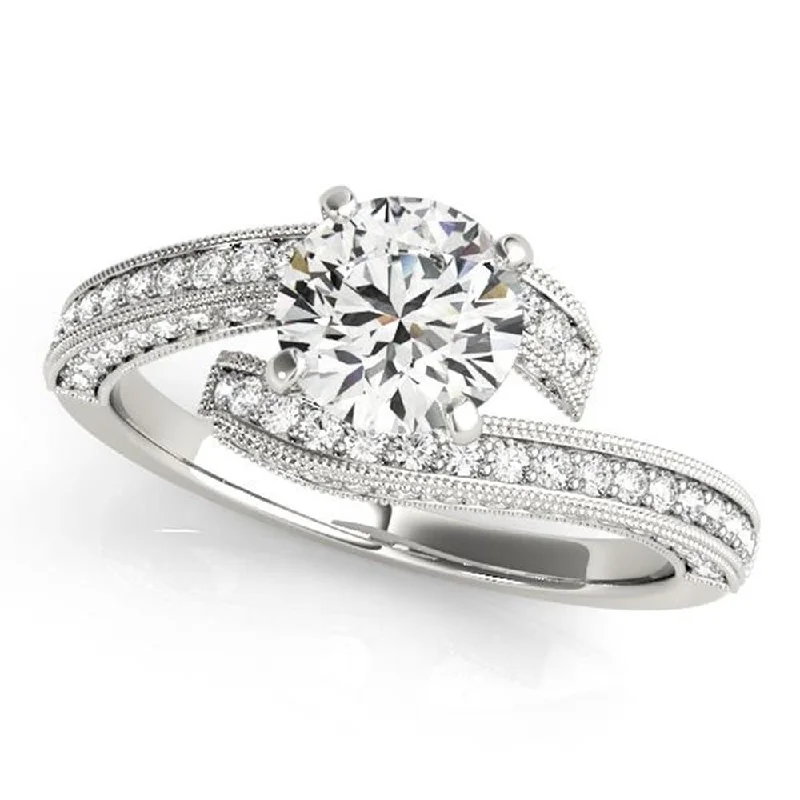 Rings with vintage claw prongs for elegance -Auriya 14k Gold 2 1/2ct Round Moissanite and 1/2ctw Diamond Bypass Engagement Ring