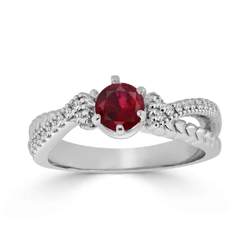 Rings with tiger eye for warm tones -Auriya 14k Gold 2/5ct Ruby and 1/6ct TDW Round Diamond Engagement Ring