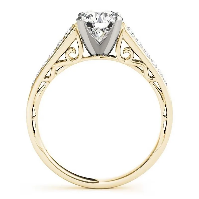 Rings with herkimer diamonds for raw clarity -Auriya 14k Gold 3ct Round Brilliant Moissanite and 1/4ctw Diamond Engagement Ring