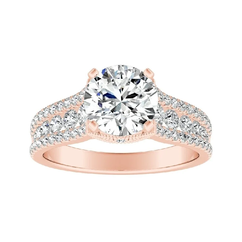 Rings with adjustable bands for perfect fit -Auriya 14k Gold Vintage 3ct Moissanite and Diamond Engagement Ring 5/8ctw