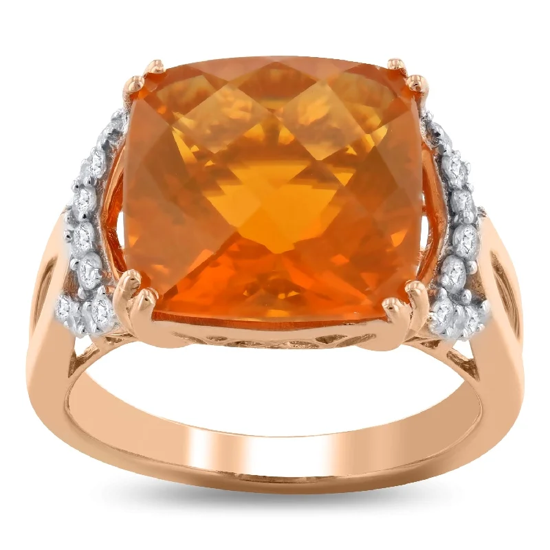 Rings with wide bands for statement wear -Auriya 14k Rose Gold 5 3/4ct Fire Opal and 1/3ct TDW Diamond Ring