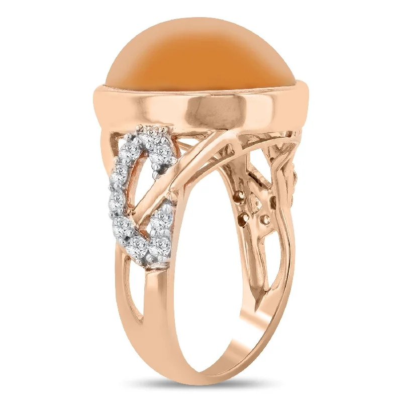 Rings with matte gold for subtle luxury -Auriya 14k Rose Gold 7 1/5ct Opal and 3/8ct TDW Diamond Ring