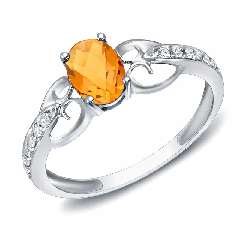 Sterling silver rings with vibrant turquoise stones -Auriya 14k White Gold Citrine and Diamond Fashion Ring (H-I, SI1-SI2)