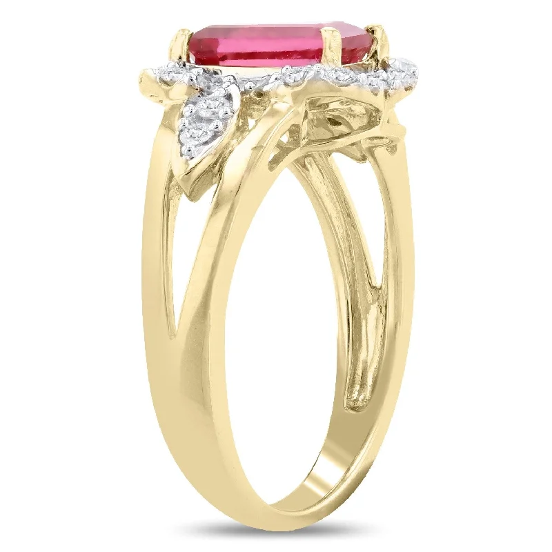 Rings with rainbow moonstone for color play -Auriya 14k Yellow Gold 1 3/8ct Rubellite and 3/8ct TDW Diamond Ring