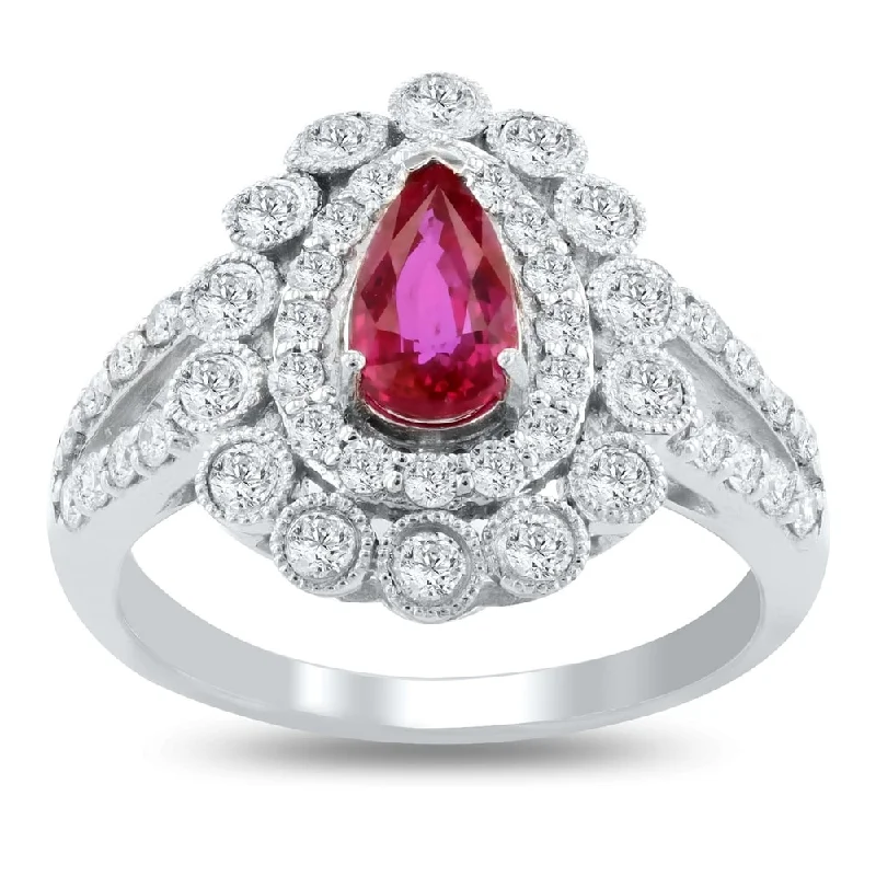 Rings with black diamond for striking contrast -Auriya Platinum Certified 1ct Extremely Rare Ruby and 3/4ct TDW Diamond Ring