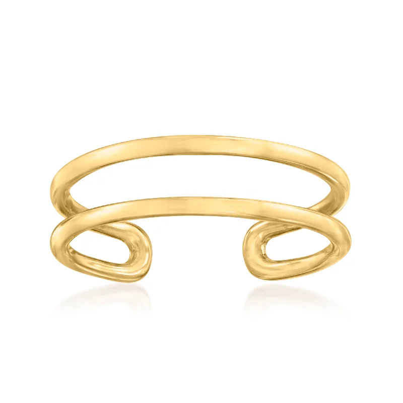 Rings with delicate filigree sapphire settings -Canaria 10kt Yellow Gold 2-Row Adjustable Toe Ring