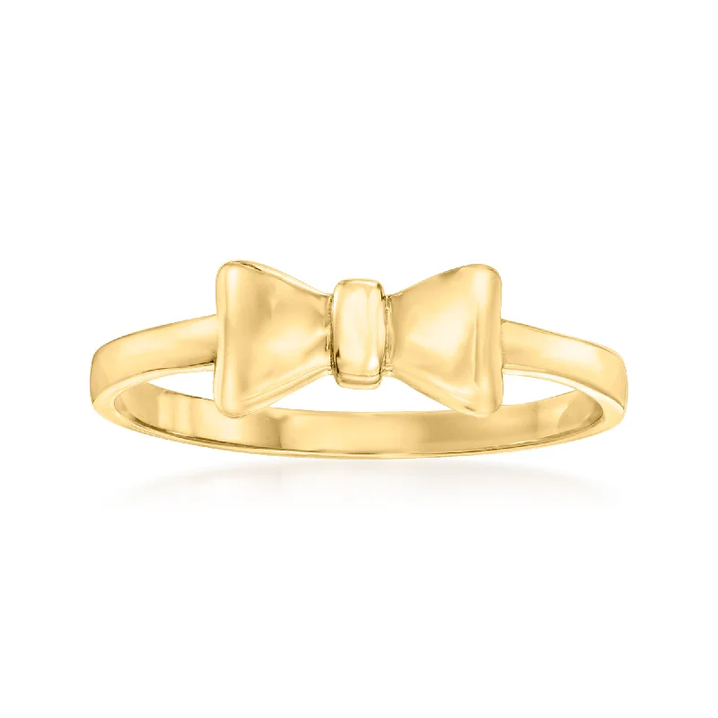 Rings with pave-set gemstones for brilliance -Canaria 10kt Yellow Gold Bow Tie Ring