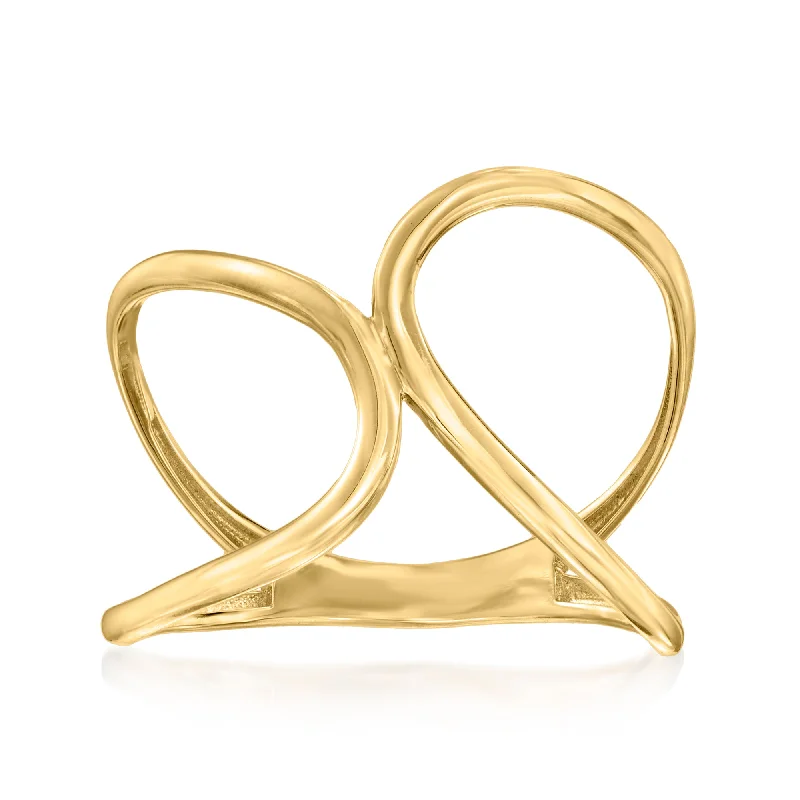 Rings with etched floral bands for detail -Canaria 10kt Yellow Gold Open-Space Twist Ring