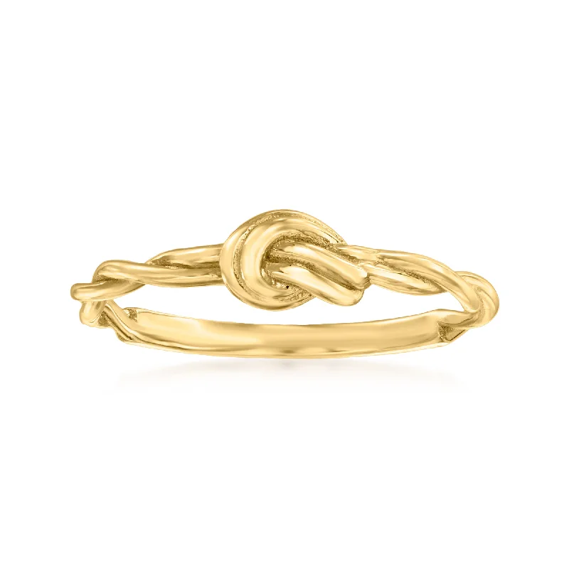 Rings with polished onyx for sleek contrast -Canaria 10kt Yellow Gold Twisted Knot Ring