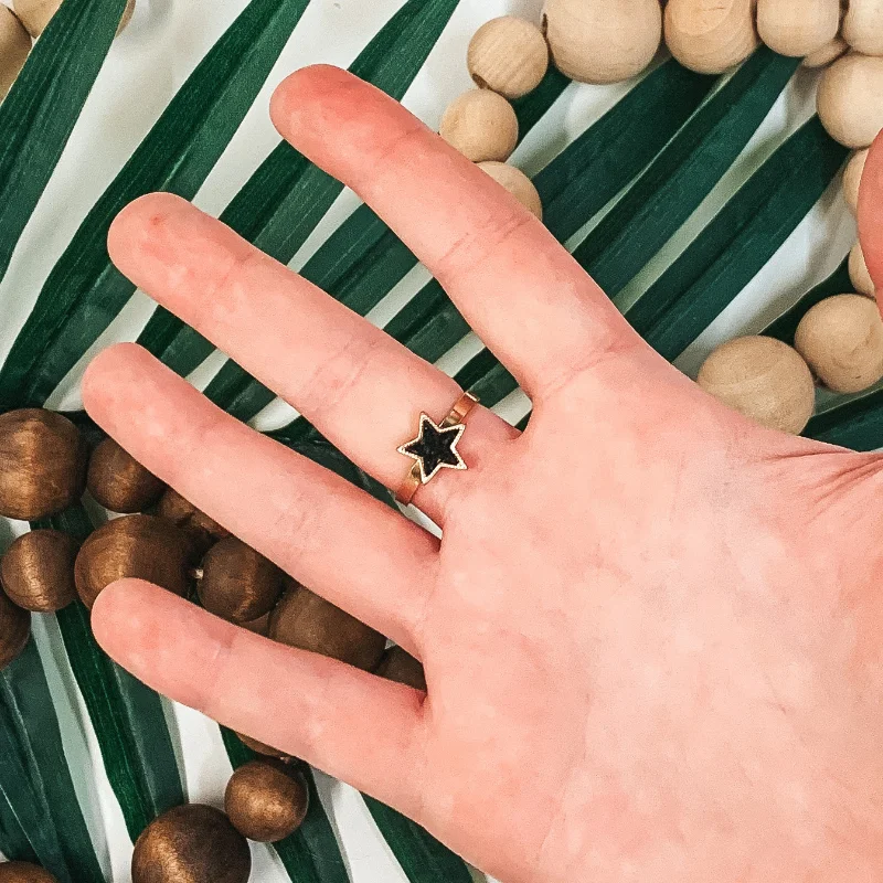 Rings with herkimer diamonds for raw clarity -Crystalized Sta Gold Tone Ring