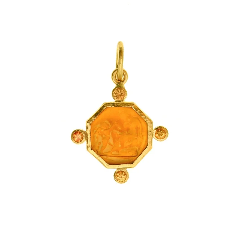 Rings with adjustable bands for perfect fit -Elizabeth Locke Light Amber “Donna Putto” Jump Ring Pendant