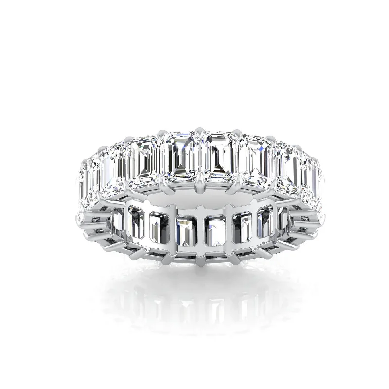 Rings with polished onyx for sleek contrast -Emerald Cut Lab Grown Diamond Eternity Band - 6.00cttw