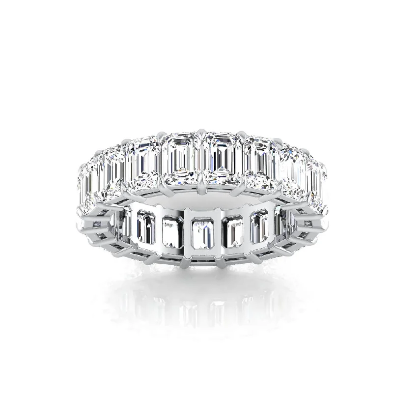 Rings with oxidized bands for vintage edge -Emerald Cut Lab Grown Diamond Eternity Ring - 6.65cttw