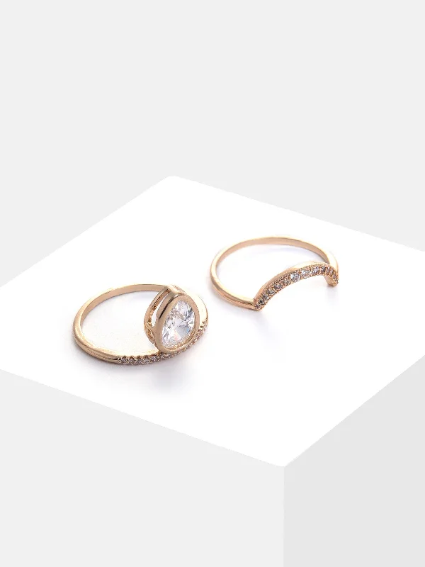 Rings with vine-wrapped bands for nature -Gold Plated Stone Designer Ring