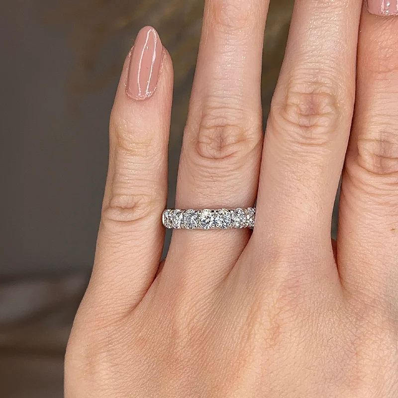 Rings with floral halo diamond arrangements -Natural Diamond Micro Set Eternity Band Wedding Ring MRB