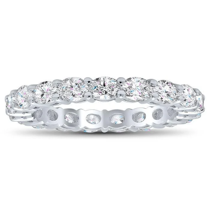 Minimalist rings with tiny diamond dot accents -1.90 cttw Oval Shared Prong East/West Diamond Eternity Band