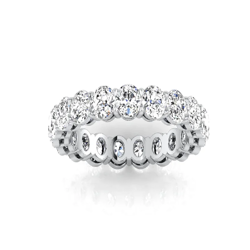 Rings with hexagon-cut stones for trendiness -Oval Lab Grown Diamond Eternity Band - 3.80cttw