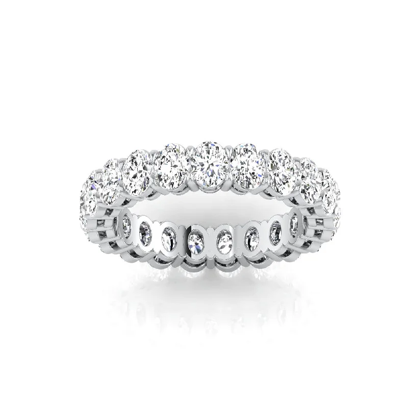 Rings with double bands for modern twist -Oval Lab Grown Diamond Eternity Ring - 3.15cttw