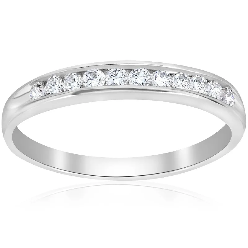 Rings with wide bands for statement wear -Platinum 1/4Ct Diamond Lab Created Womens Wedding Channel Set Ring