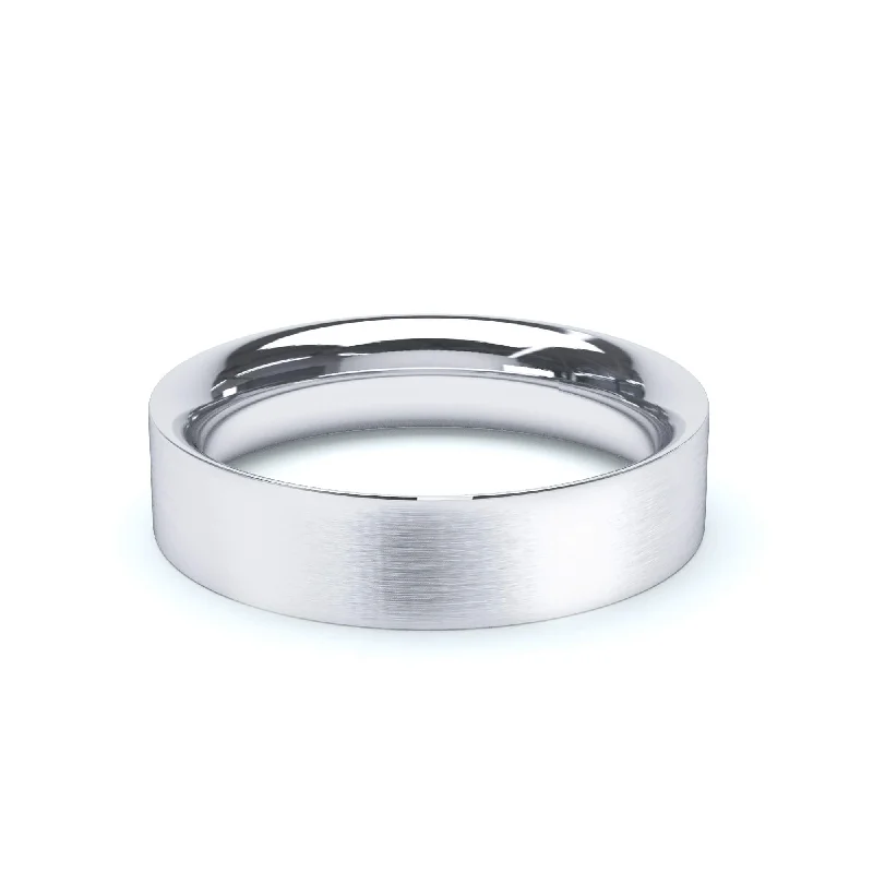 Minimalist rings with tiny diamond dot accents -- Ready to Ship 3mm Flat Court Profile Satin Polish Wedding Ring Platinum